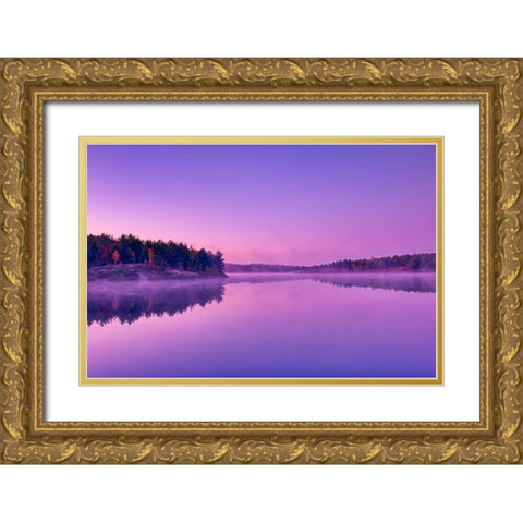 Canada-Ontario-Sudbury Dawn light on Lake Laurentian Gold Ornate Wood Framed Art Print with Double Matting by Jaynes Gallery