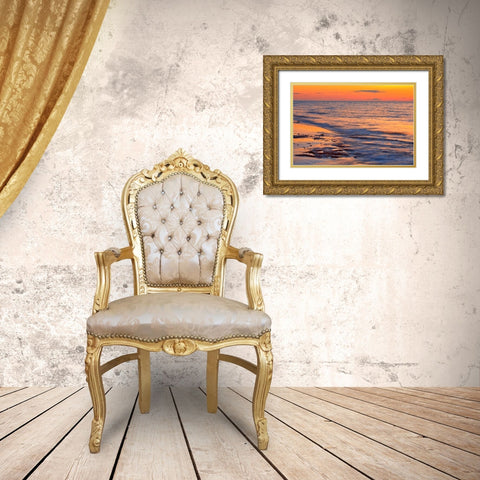 Canada-Prince Edward Island-Cable Head Shoreline along Gulf of St Lawrence at sunset Gold Ornate Wood Framed Art Print with Double Matting by Jaynes Gallery