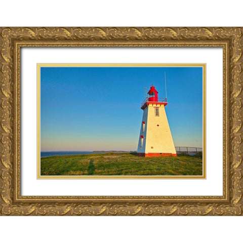 Canada-Prince Edward Island Souris East Lighthouse on Knight Point at sunrise Gold Ornate Wood Framed Art Print with Double Matting by Jaynes Gallery