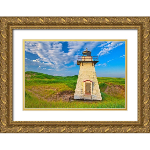 Canada-Prince Edward Island St Peters Harbour Lighthouse Gold Ornate Wood Framed Art Print with Double Matting by Jaynes Gallery