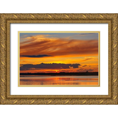 Canada-Prince Edward Island-Wood Islands Sunset over Northumberland Strait Gold Ornate Wood Framed Art Print with Double Matting by Jaynes Gallery