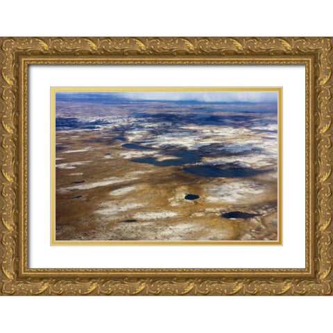 Canada, Quebec Aerial of the Nunavik region Gold Ornate Wood Framed Art Print with Double Matting by Flaherty, Dennis
