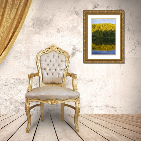 Canada, Quebec, Sunset on Lake Long Pond Gold Ornate Wood Framed Art Print with Double Matting by Delisle, Gilles