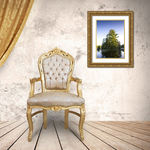 Canada, Quebec Island on Lake Long Pond Gold Ornate Wood Framed Art Print with Double Matting by Delisle, Gilles