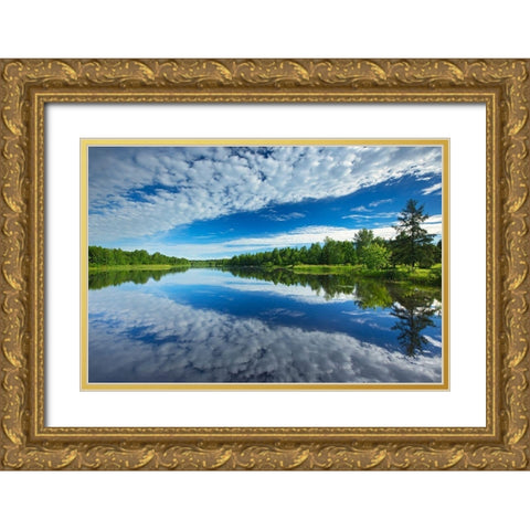 Canada-Quebec-Latulipe Cloud reflection on Riviere Fraser Gold Ornate Wood Framed Art Print with Double Matting by Jaynes Gallery