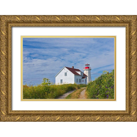 Canada-Quebec-Mingan Archipelago National Park Reserve Lighthouse on I^le aux Perroquets Gold Ornate Wood Framed Art Print with Double Matting by Jaynes Gallery