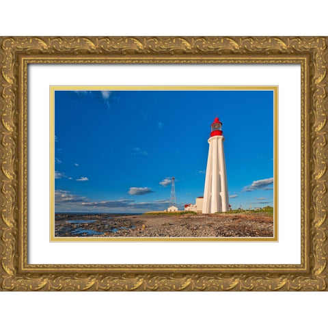 Canada-Quebec-Pointe-Au-Pere Lighthouse on shore of St Lawrence River Gold Ornate Wood Framed Art Print with Double Matting by Jaynes Gallery
