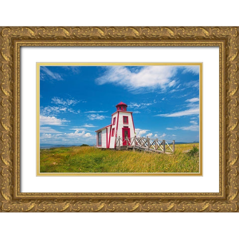 Canada-Quebec-Kamouraska Lighthouse on shore of St Lawrence River Gold Ornate Wood Framed Art Print with Double Matting by Jaynes Gallery