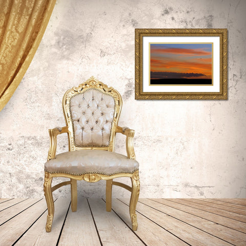Canada, Saskatchewan, Sunset over grasslands Gold Ornate Wood Framed Art Print with Double Matting by Grandmaison, Mike