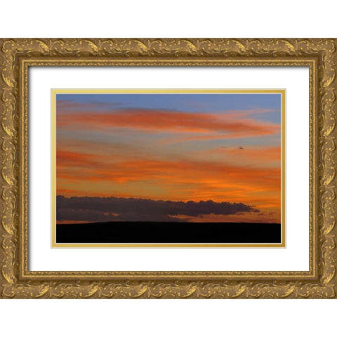 Canada, Saskatchewan, Sunset over grasslands Gold Ornate Wood Framed Art Print with Double Matting by Grandmaison, Mike