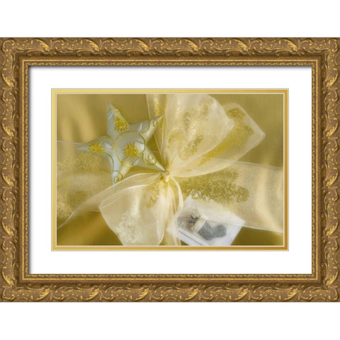 Detail of decorations on a Christmas gift Gold Ornate Wood Framed Art Print with Double Matting by Paulson, Don