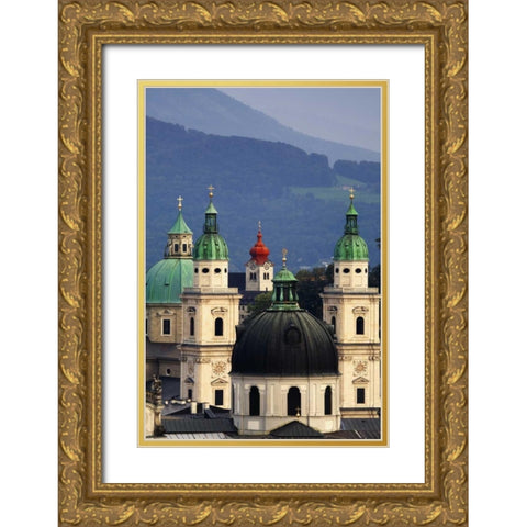 Austria, Salzburg Tower domes in city scenic Gold Ornate Wood Framed Art Print with Double Matting by Flaherty, Dennis