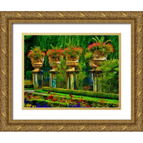 Austria-Salzburg Abstract of formal gardens at Mirabell Palace Gold Ornate Wood Framed Art Print with Double Matting by Jaynes Gallery