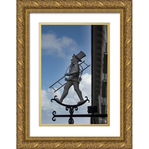 Austria-Vienna-Store Sign for a Chimney Sweep Gold Ornate Wood Framed Art Print with Double Matting by Looney, Hollice