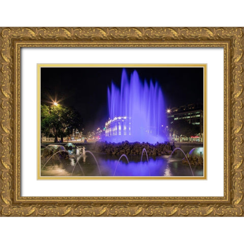 Austria-Vienna-Hochstrahlbrunnen-Fountain commemorating the Water Supply of Vienna Gold Ornate Wood Framed Art Print with Double Matting by Looney, Hollice