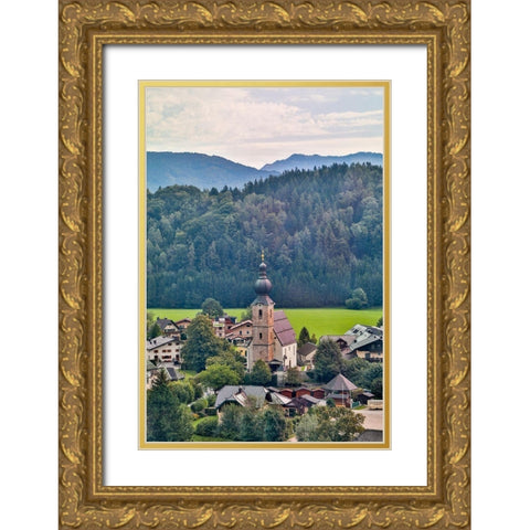 Austria-Salzburg-Grodig-Mountains and View Around Salzburg Gold Ornate Wood Framed Art Print with Double Matting by Looney, Hollice
