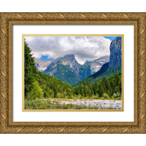 Karwendel Mountains near Eng Alpe in the valley of Rissbach Creek in Tyrol- Austria Gold Ornate Wood Framed Art Print with Double Matting by Zwick, Martin