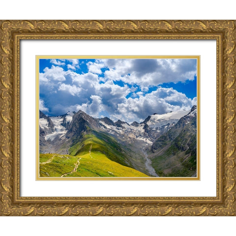 Valley Rotmoostal and valley Gaisbergtal-Mt. Hohe Mut- Otztal Alps-Europe- Austria- Tyrol Gold Ornate Wood Framed Art Print with Double Matting by Zwick, Martin