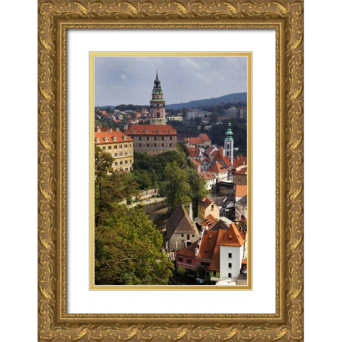 Czech Republic Cesky Krumlov Castle in townscape Gold Ornate Wood Framed Art Print with Double Matting by Flaherty, Dennis