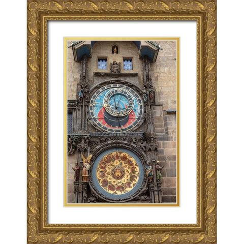 Astronomical Clock Tower in Prague-Czech Republic Gold Ornate Wood Framed Art Print with Double Matting by Haney, Chuck