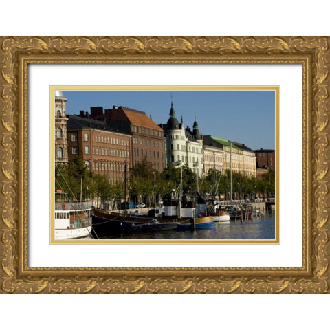 Finland Overview of Helsinki from harbor Gold Ornate Wood Framed Art Print with Double Matting by Ross, Nancy ,  Steve