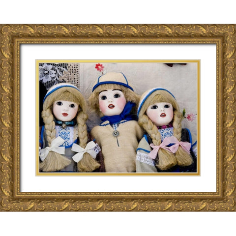Finland, Helsinki Dolls at an outdoor market Gold Ornate Wood Framed Art Print with Double Matting by Ross, Nancy ,  Steve
