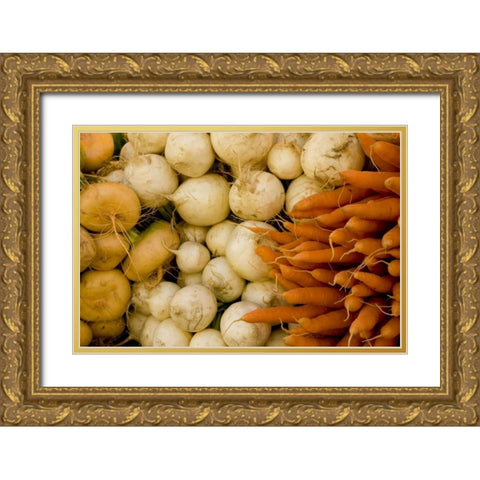 Finland, Helsinki Produce at an outdoor market Gold Ornate Wood Framed Art Print with Double Matting by Ross, Nancy ,  Steve
