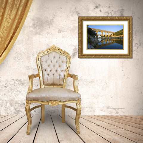 France, Avignon The Pont du Gard Roman aqueduct Gold Ornate Wood Framed Art Print with Double Matting by Zuckerman, Jim