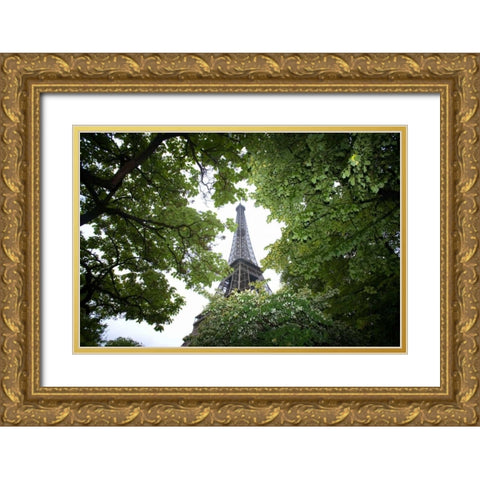France, Paris Portion of Eiffel Tower in daytime Gold Ornate Wood Framed Art Print with Double Matting by Zuckerman, Jim