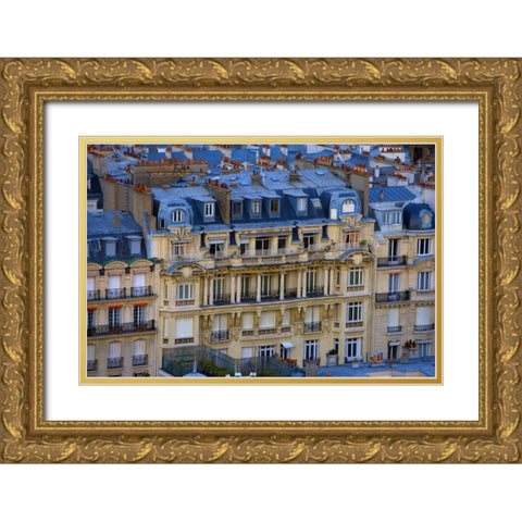 France, Paris Aerial cityscape of downtown Paris Gold Ornate Wood Framed Art Print with Double Matting by Zuckerman, Jim