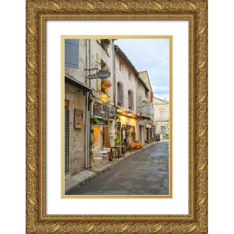 France, Provence Shops and restaurants Gold Ornate Wood Framed Art Print with Double Matting by Lord, Fred
