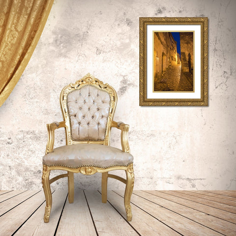 France, Provence Deserted street inside castle Gold Ornate Wood Framed Art Print with Double Matting by Lord, Fred