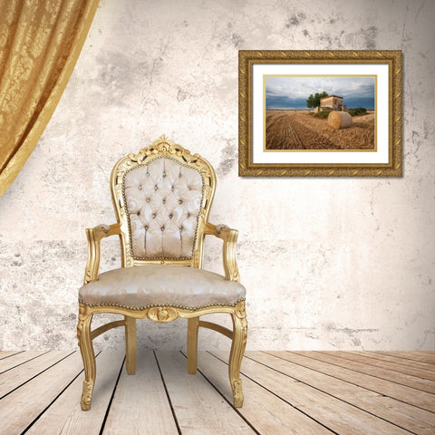 Europe, France Hay bale in Provence field Gold Ornate Wood Framed Art Print with Double Matting by Anon, Ellen
