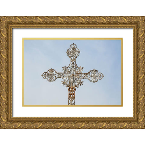France-Giverny Detail of iron cross  Gold Ornate Wood Framed Art Print with Double Matting by Jaynes Gallery