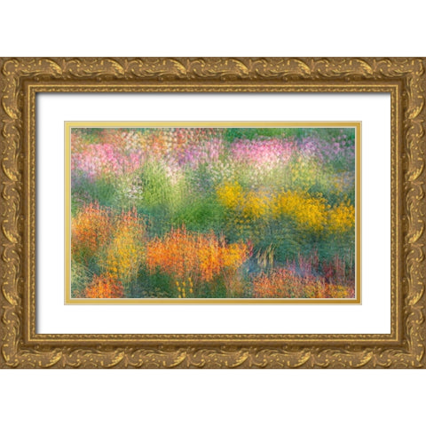 France-Giverny Impression of flowers in Monets Garden  Gold Ornate Wood Framed Art Print with Double Matting by Jaynes Gallery