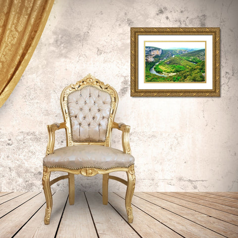 The Gorges de lArdeche near Pas du Mousse-France Gold Ornate Wood Framed Art Print with Double Matting by Brack, Dennis