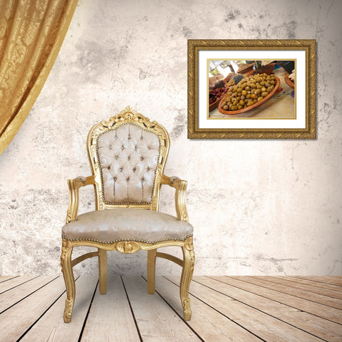 Olives in the Sunday market in Beaune-France Gold Ornate Wood Framed Art Print with Double Matting by Brack, Dennis