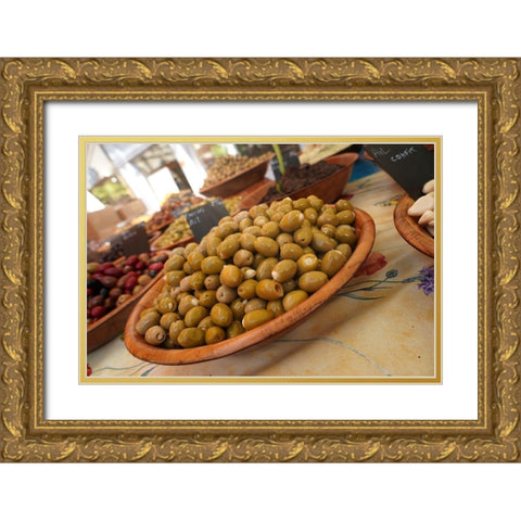 Olives in the Sunday market in Beaune-France Gold Ornate Wood Framed Art Print with Double Matting by Brack, Dennis
