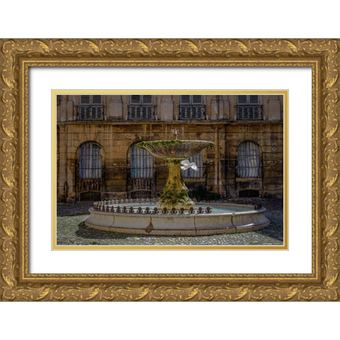 Aix en Provence Gold Ornate Wood Framed Art Print with Double Matting by Theodore, George and Marilu