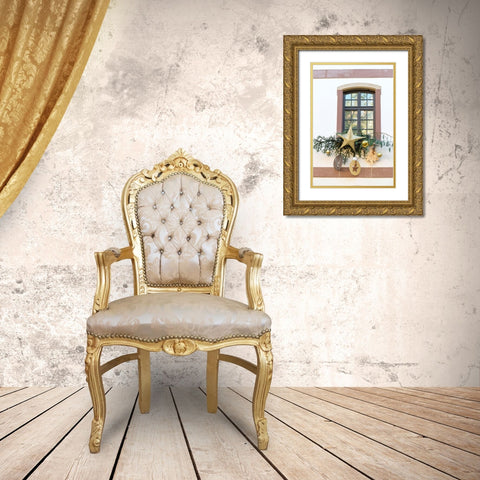 Strasbourg-France Christmas decoration adorns windows Gold Ornate Wood Framed Art Print with Double Matting by McRoberts, Julien