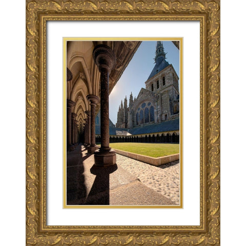 Abbey at Mont Saint-Michel on the Normandy coast of France Gold Ornate Wood Framed Art Print with Double Matting by Steve Mohlenkamp
