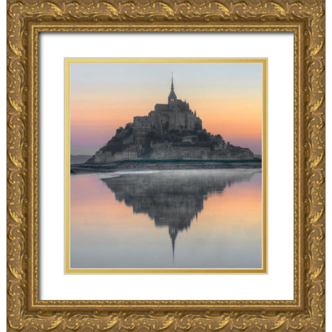 Mont Saint-Michel on the Normandy coast of France Gold Ornate Wood Framed Art Print with Double Matting by Steve Mohlenkamp
