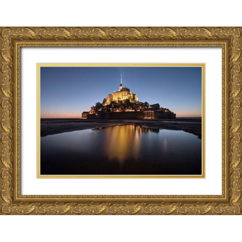 Mont Saint-Michel on the Normandy coast of France Gold Ornate Wood Framed Art Print with Double Matting by Steve Mohlenkamp