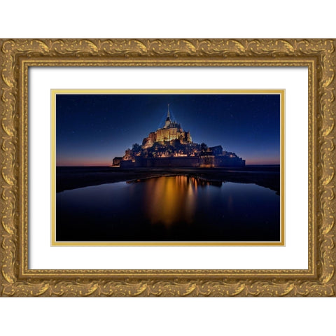 Mont Saint-Michel on the Normandy coast of France Gold Ornate Wood Framed Art Print with Double Matting by Steve Mohlenkamp