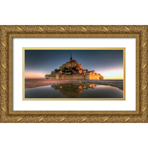 Mont Saint-Michel on the Normandy coast of France Gold Ornate Wood Framed Art Print with Double Matting by Steve Mohlenkamp