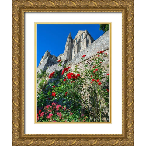 Mont Saint-Michel in Normandy France Gold Ornate Wood Framed Art Print with Double Matting by Steve Mohlenkamp