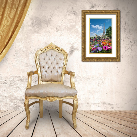 Fall and Eiffel Tower in Paris-France Gold Ornate Wood Framed Art Print with Double Matting by Steve Mohlenkamp