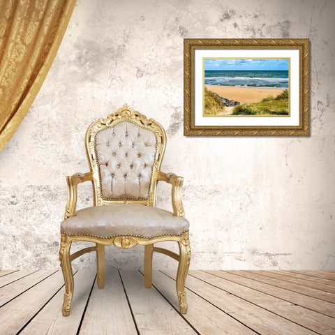 Omaha Beach- Normandy- France Gold Ornate Wood Framed Art Print with Double Matting by Perry, William