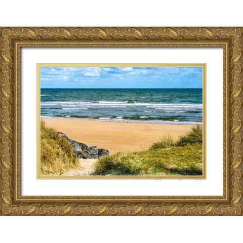 Omaha Beach- Normandy- France Gold Ornate Wood Framed Art Print with Double Matting by Perry, William