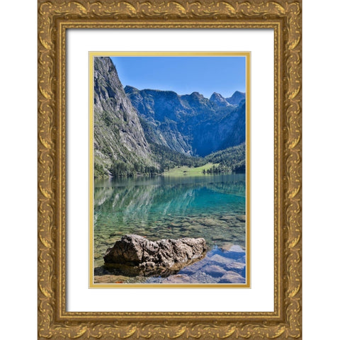 Germany-Bavaria-Schoenau am Konigssee-Lake Obersee Gold Ornate Wood Framed Art Print with Double Matting by Looney, Hollice